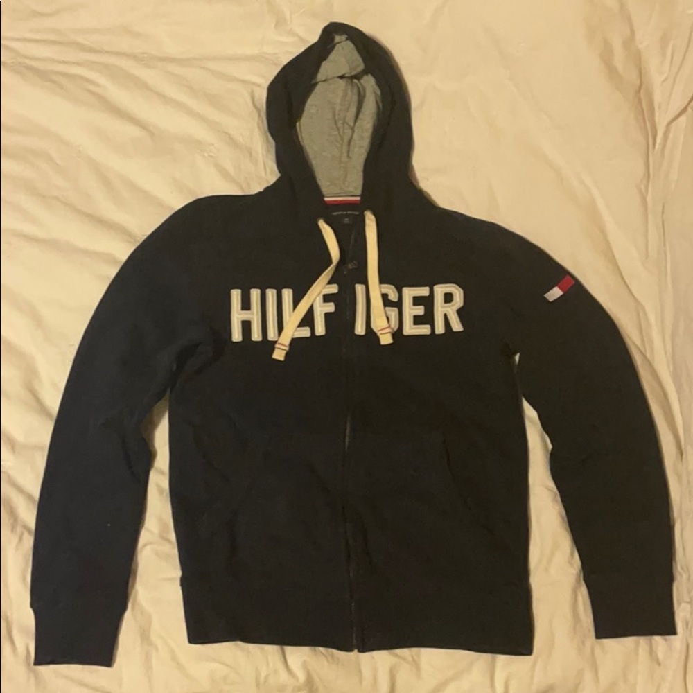 Navy Blue Tommy Hilfiger Zip-Up Sweatshirt